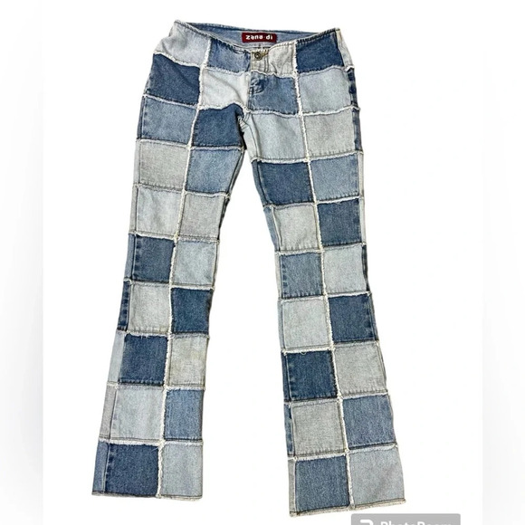 Zana Di Denim - Vintage Patchwork Low Rise Early 2000s Zana Di Boho Jeans Size 5